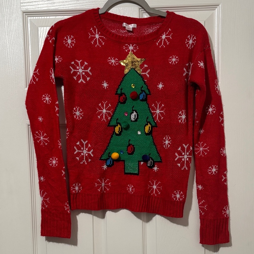 Xhilaration Red Christmas Tree Sweater